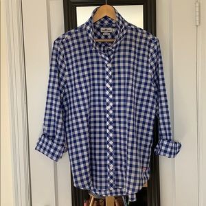 Women’s blue gingham button down